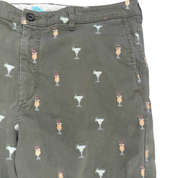 TOMMY BAHAMA Men's Olive Green Cocktail Print Embroidered Shorts Size 38 - Picture 7 of 8